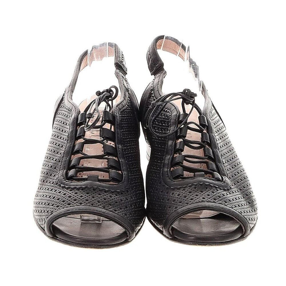 Anyi Lu Perforated Leather Lace Up Slingback Wedges sandals sz EU 38 1/2 US 7,5